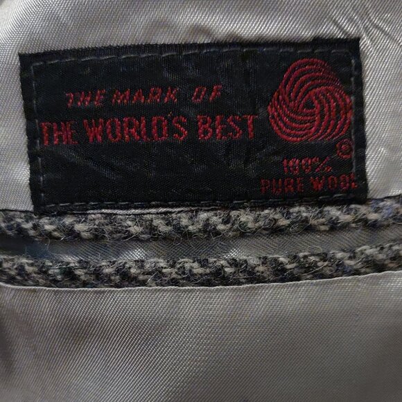 Vintage Hanover Square Wool Herringbone Tweed Throat Latch Blazer Sport Coat 41L - Picture 6 of 11